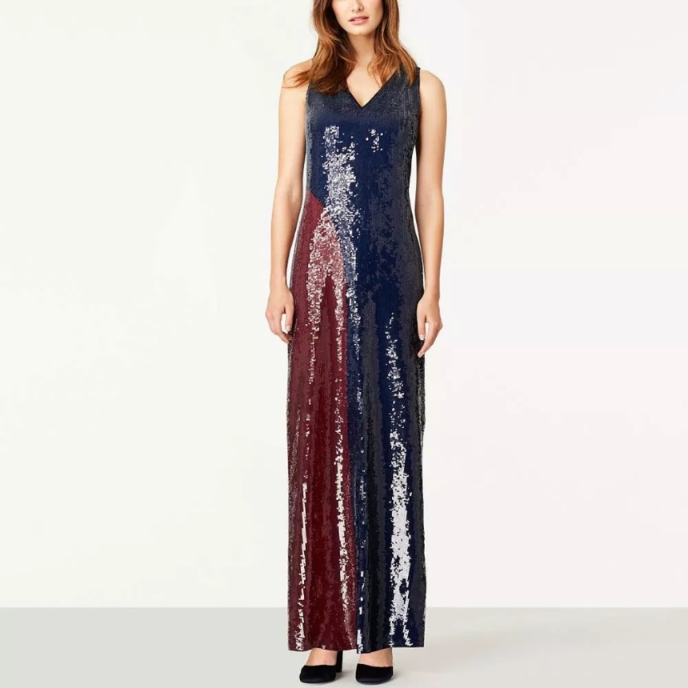 NWT Tory Burch Ophelia Color Block Sequin Dress
